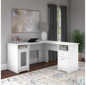 Cabot White 60" L Shaped Computer Desk with Storage
