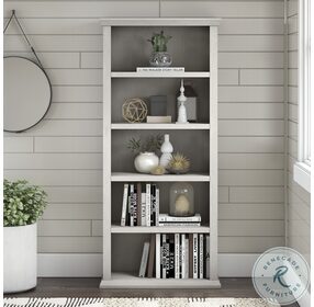 Yorktown Linen White Oak Tall 5 Shelf Bookcase