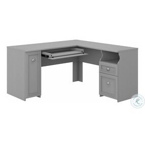 Fairview Cape Cod Gray 60" L Shaped Home Office Set with Drawers and Storage Cabinet