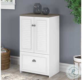 Fairview Pure White and Shiplap Gray 2 Door Storage Cabinet with File Drawer