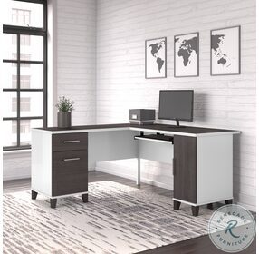 Somerset White and Storm Gray 60" L Shaped Desk