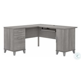 Somerset Platinum Gray 60" L Shaped Home Office Set with Storage