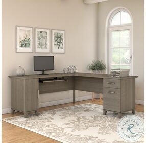 Somerset Ash Gray 72" L Shaped Desk With Storage
