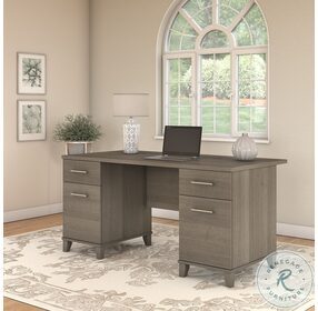 Somerset Ash Gray 60" Office Desk With Drawers