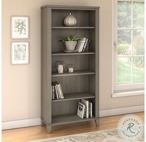 Somerset Ash Gray Tall 5 Shelf Bookcase