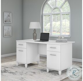 Somerset White 60" Office Desk With Drawers