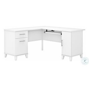 Somerset White 60" L Shaped Home Office Set with Storage