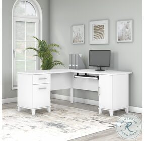 Somerset White 60" L Shaped Desk With Storage