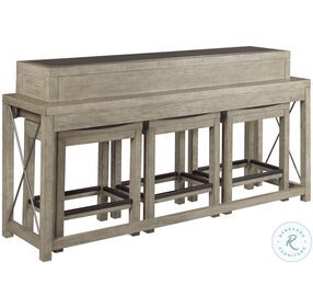 West End Soft Greige Bar Console With Three Stools