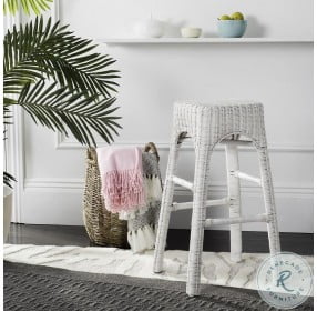 Percy White Wicker Counter Height Stool