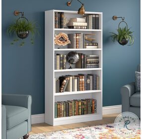 Universal White Tall 5 Shelf Bookcase