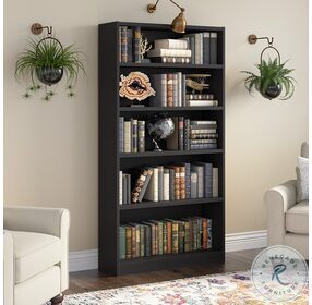 Universal Black Tall 5 Shelf Bookcase
