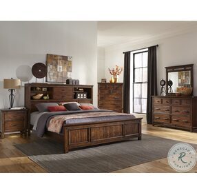 Wolf Creek Vintage Acacia Bookcase King Standard Panel Bed
