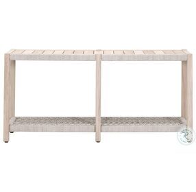 Wrap Taupe White Flat Rope And Gray Teak Outdoor Console Table