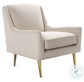 Wrenn Beige Fabric And Brass Lounge Chair