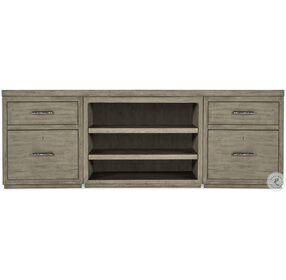 Linville Falls Soft Smoked Gray 84" Credenza with Two Files and Open Desk Cabinet