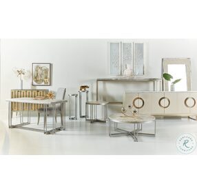 Marin White Onyx And Pewter Metal Writing Desk