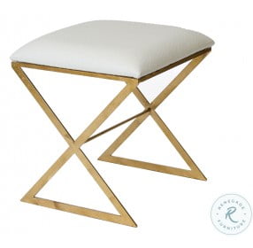 X-Side-Guo Cream Ostrich And Gold X Side Stool