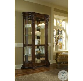 102003 Chocolate Maple Brown Curved Curio Cabinet