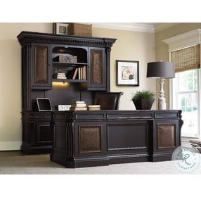 Telluride Black 76'' Executive Desk with Leather Panels