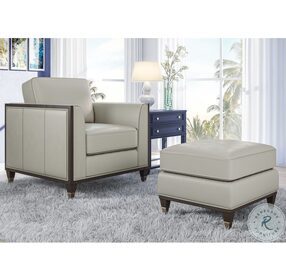 Addison Frost Gray Leather Accent Ottoman