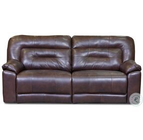 Low Key Dark Roast Leather Power Reclining Sofa with Power Headrest