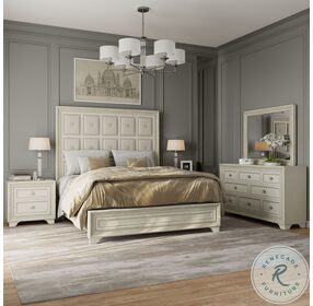 Camila Cream And Light Wood California King Upholstered Panel Bed