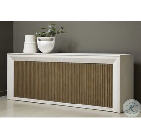 P301504 Antique White And Natural 4 Door Storage Console