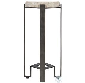 Sayers White Travertine And Bronze Accent Table