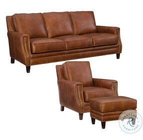 Exton Old English Saddle Leather Stationary Sofa