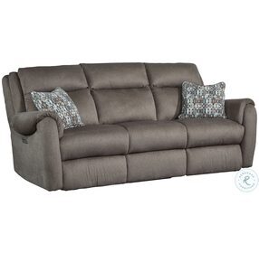 Euro Ringo Brindle Triple Power Reclining Sofa with Power Headrest And Pillow