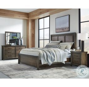 Denman Rich Brown Upholstered King Panel Bed