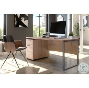 Aquarius Rustic Brown And Graphite 66" Desk With Single Pedestal