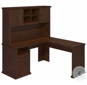Yorktown Antique Cherry 60" L Shaped Home Office Set with Hutch