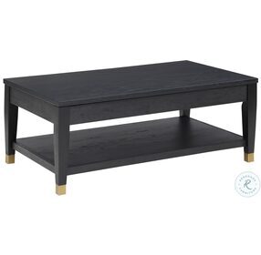 Yves Rubbed Charcoal And Gold Lift Top Occasional Table Set
