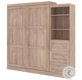 Pur Rustic Brown 90" Queen Murphy Bed and Storage Unit with Drawers