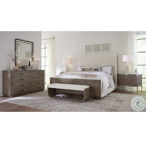 Modern Mood Dark Brown And Beige Upholstered California King Panel Bed