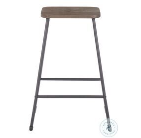 Zac Black Metal And Espresso Wood Counter Height Stool Set Of 2