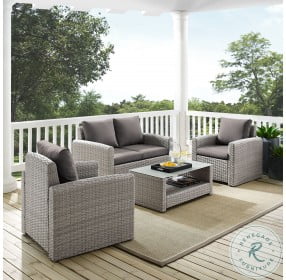 Wicker Look Cygnet Gray Outdoor Loveseat And Table Set