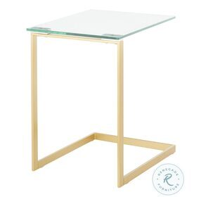 Zenn Gold Metal And Clear Glass End Table