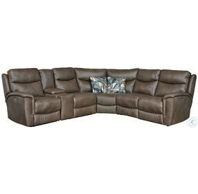 Ovation Mojito Mocha Leather Power Reclining Sectional with Power Headrest
