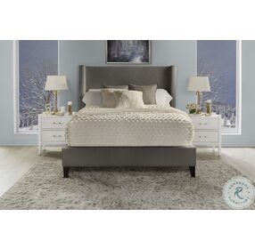 Angel Himalaya Charcoal King Upholstered Panel Bed