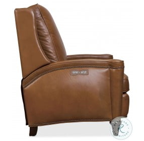 Rylea Light Brown Leather Power Recliner With Power Headrest
