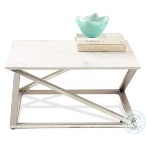 Zurich Faux White Marble And Chrome Occasional Table Set