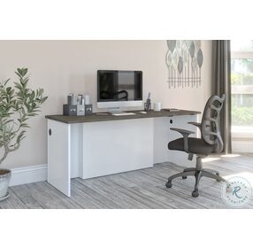 Norma Walnut Grey And White 71" Desk Shell