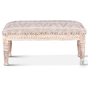 Algiers Off White Woven Upholstered Accent Bench