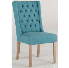 Chloe Teal Linen Tufted Dining Chair Set of 2