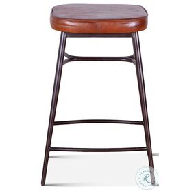 Hudson Vintage Tan Leather Backless Counter Height Stool