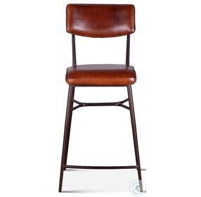 Hudson Vintage Tan Leather High Back Counter Height Stool