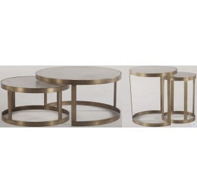 Leonardo White and Antique Gold Nesting Coffee Tables Set of 2